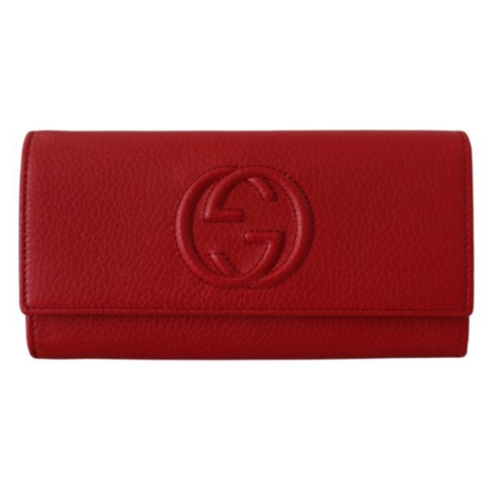 GUCCI Red Soho Leather Flap Wallet